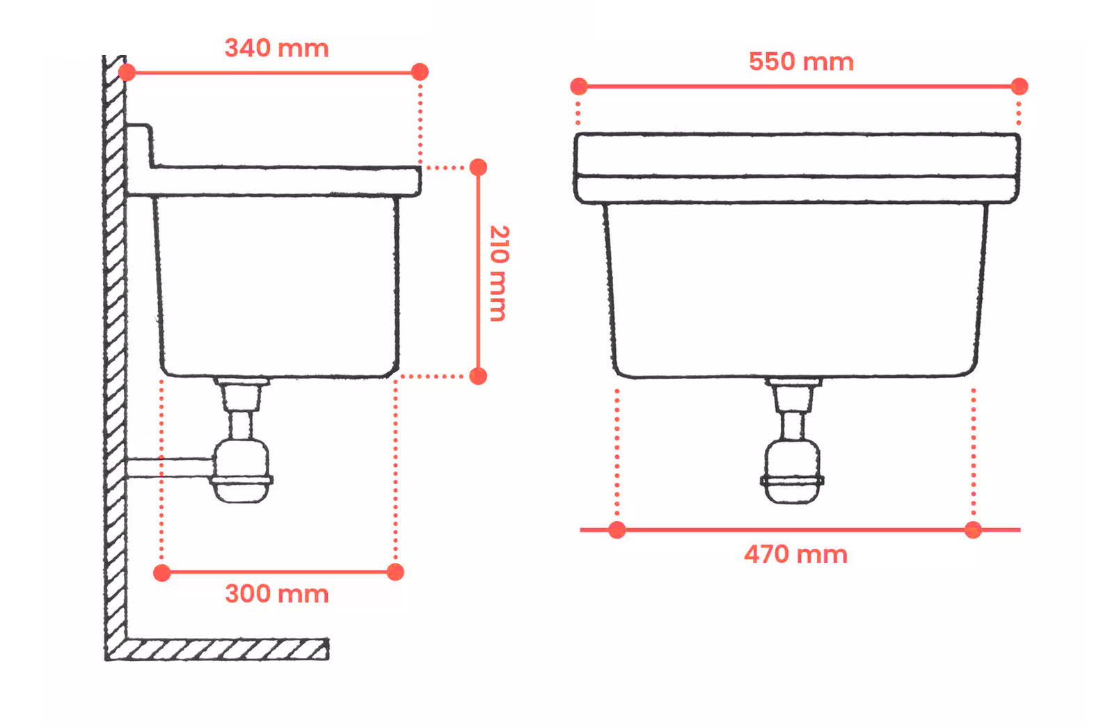 Technické plastové umývadlo 55x34x21 cm čierny granit